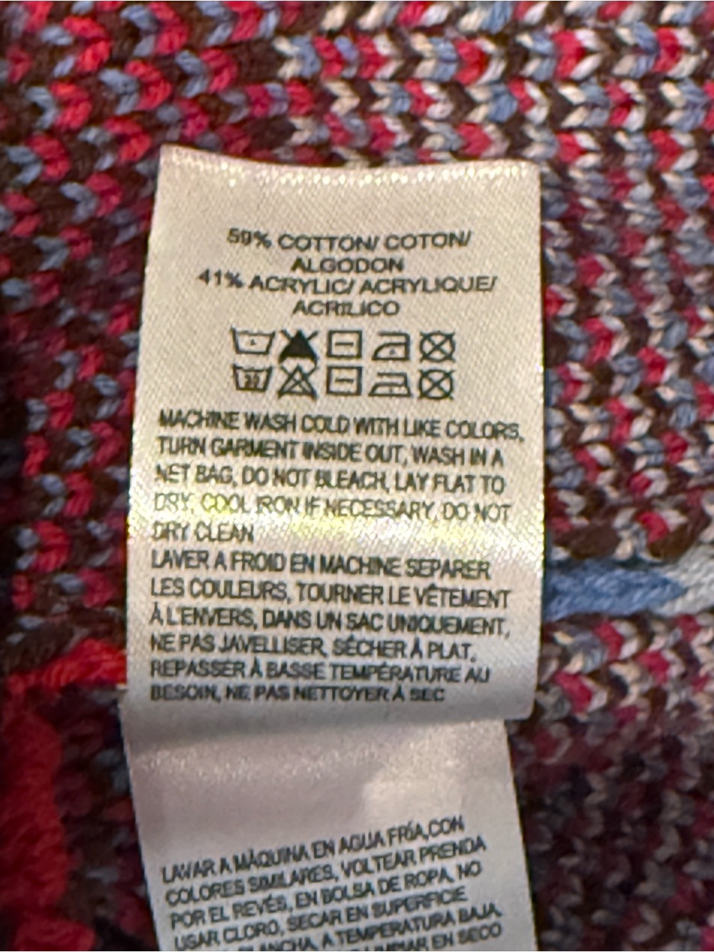 Lucky Brand Aztec Print Shawl Collar Cardigan Brown Red Blue M - Picture 9 of 10